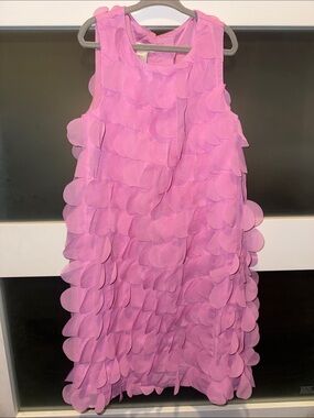 Monsoon Pink Petal-Overlay Formal Dress